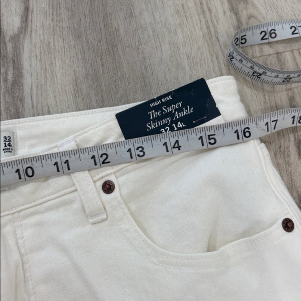 Abercrombie & Fitch mid rise super skinny ANKLE White Jeans size 32 NWT STRETCH - Picture 6 of 11